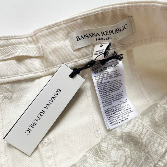 Banana Republic Weekender Slim Barrel Leg Pant Ecru Size 6 NEW NWT - Picture 7 of 11